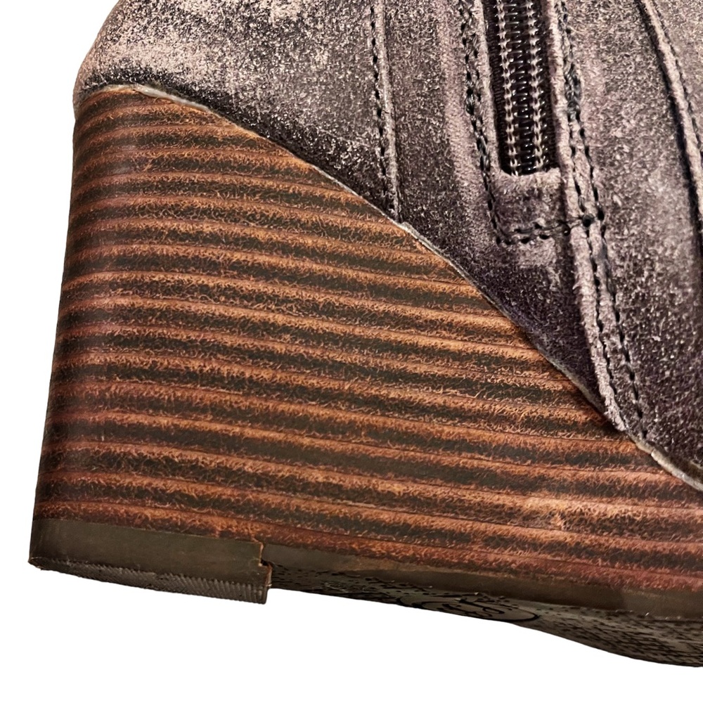 Women's Lucky Brand YABBA Ankle Boot STORM POWELL Wedge Stacked Leather Size 6.5 - Picture 10 of 12